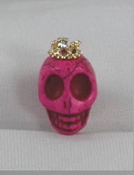 EARCAP13  HOT PINK SKULL  CELL PHONE CHARMS
