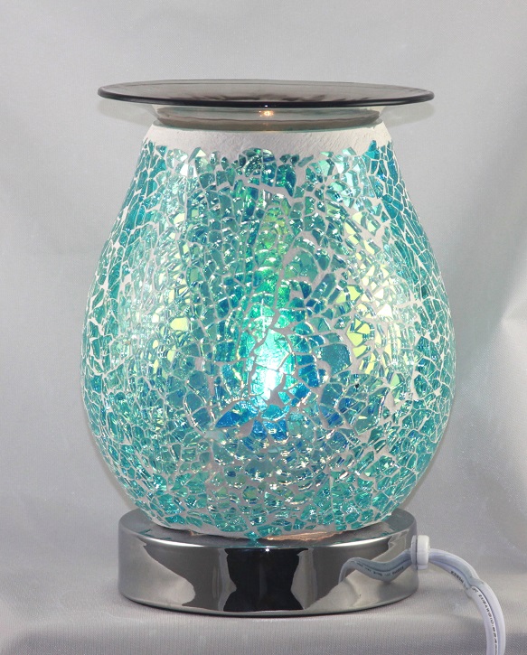 ED-362 Crackle Glass Blue Oil Burner