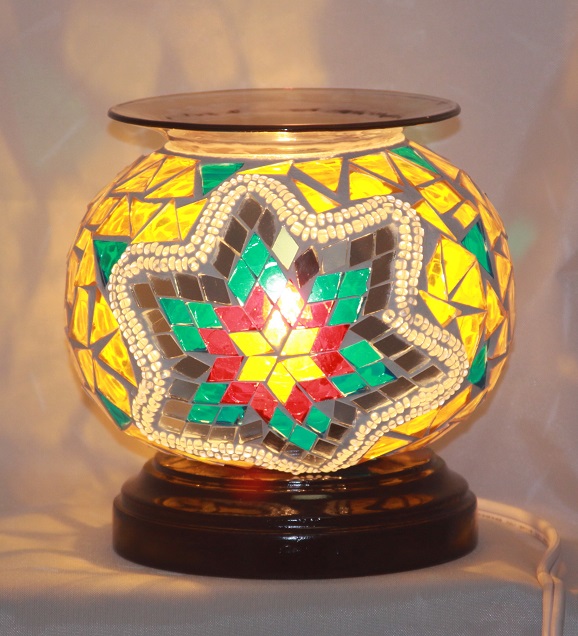 ED-368 Mosaic Teal Yellow Oil Tart Burner