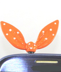 EARCAP03  ORANGE BOW CELL PHONE CHARMS