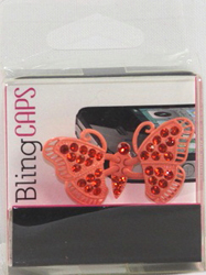 EARCAP12  ORANGE BUTTERFLY CELL PHONE CHARMS