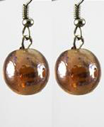 ER104 Brown Ball Foil Glass Earrings