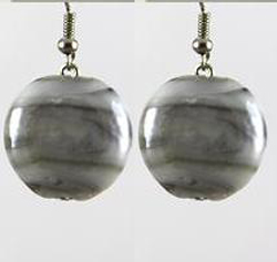 ER105 Gray White Coin Glass Earrings