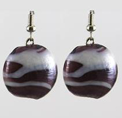 ER109 Purple White Coin Glass Earrings