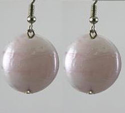 ER113 Light Pink White Coin Glass Earrings