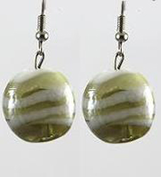 ER114 Dark Yellow White Coin Glass Earrings