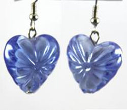 ER116 Blue Heart GLASS EARRINGS