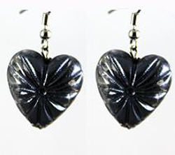 ER118 Black Heart GLASS EARRINGS