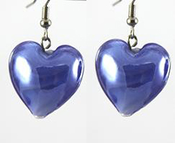 Blue Flower Clear Tear Drop Glass Earrings ER129