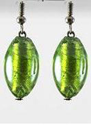 ER84 Green Foil Glass Earrings