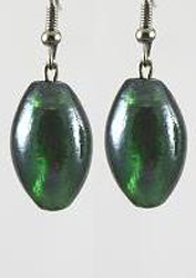 ER90 Dark Green Foil Glass Earrings