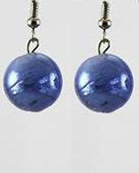 ER92 Blue Ball Foil Glass Earrings