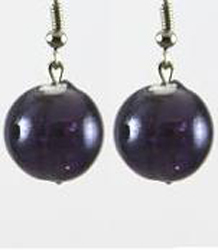 ER94 Deep Purple Ball Foil Glass Earrings