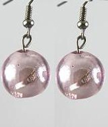 ER96 Pink ball Foil Glass Earrings