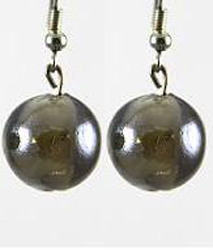 ER97 Gray Foil Glass Earrings