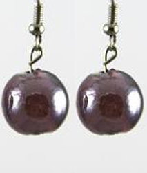 ER98 Purple Ball Foil Glass Earrings