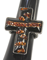 ESR061240 BLACK GOLD CROSS RING