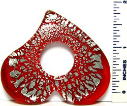 Red Silver Heart Hole Star Glass Pendant PD337