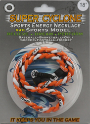 SEN12  ORANGE/WHITE   SPORTS ENERGY NECKLACE